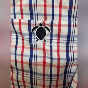 Mens Plaid Simply Southern Button Down Shirt Size L Red White Blue